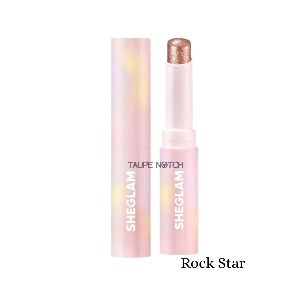 Crystal jelly glaze stick with rose-gold glitter cap and pale pink tube.