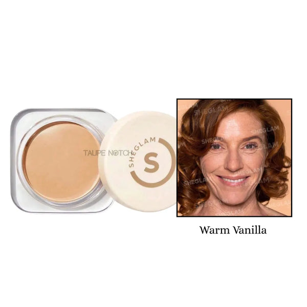 Foundation balm compact with open cream balm, Warm Vanilla shade