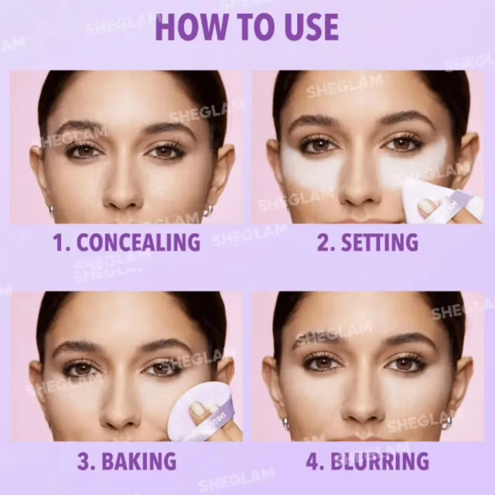Powder puff wedge held to apply powder on face