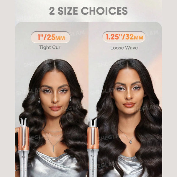 Instant hair curler with copper barrel and white handle, EU plug