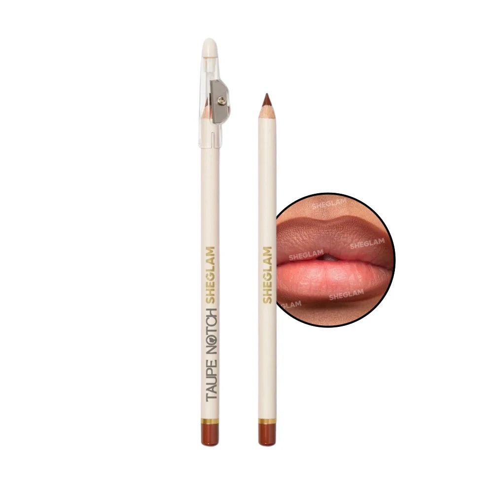 Sheglam lip liner pencil with nude-brown tip and retractable beige case