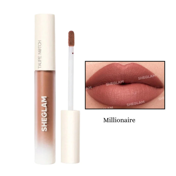 Matte liquid lipstick in rose-brown shade with doe-foot applicator tip