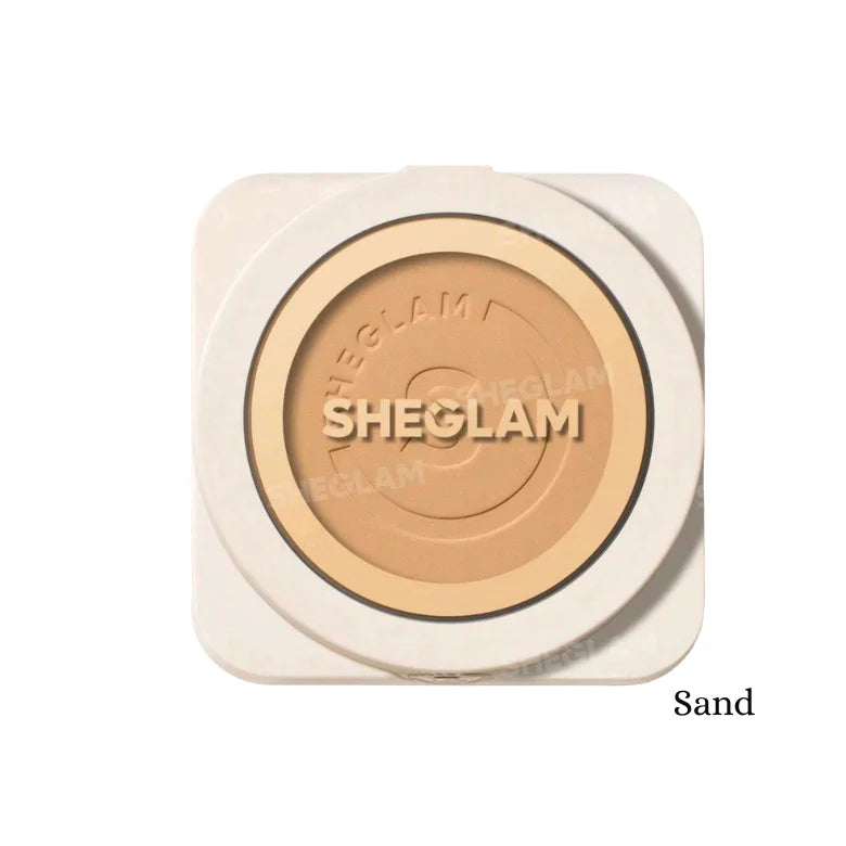 Sheglam high coverage powder foundation compact in Sand shade
