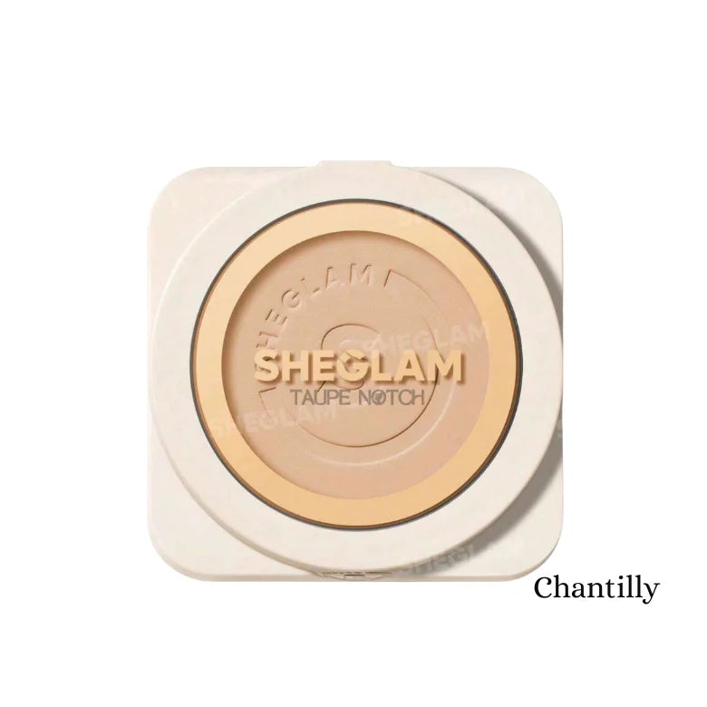 Sheglam high coverage powder foundation compact in Chantilly shade