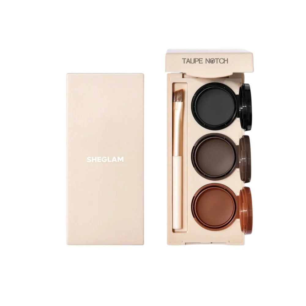 Brow & eyeliner gel set with three shade pots and application brush