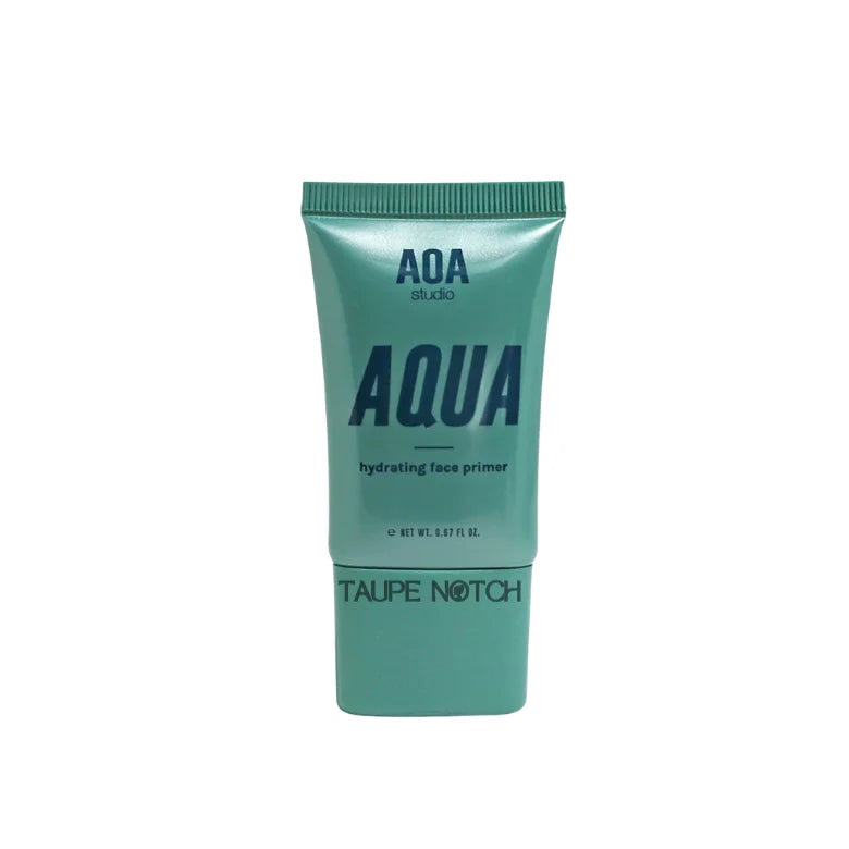 AOA studio Aqua hydrating face primer tube, teal squeeze packaging