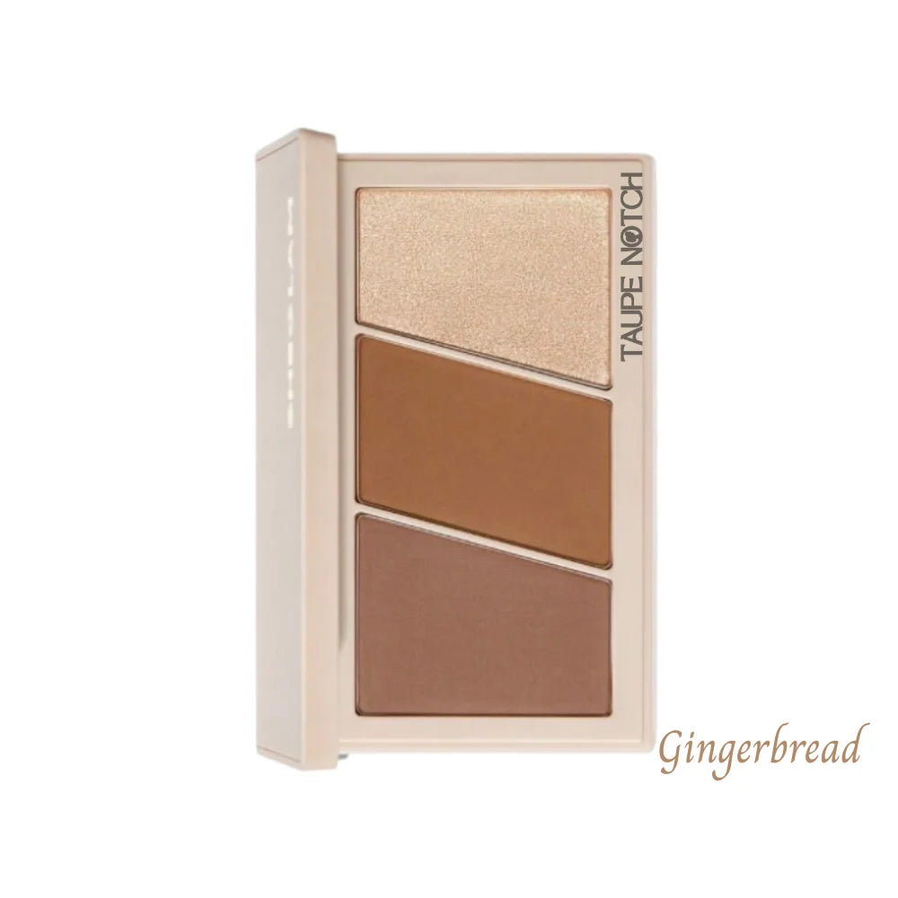 Three-pan face palette with highlighter, bronzer, and contour in Gingerbread
