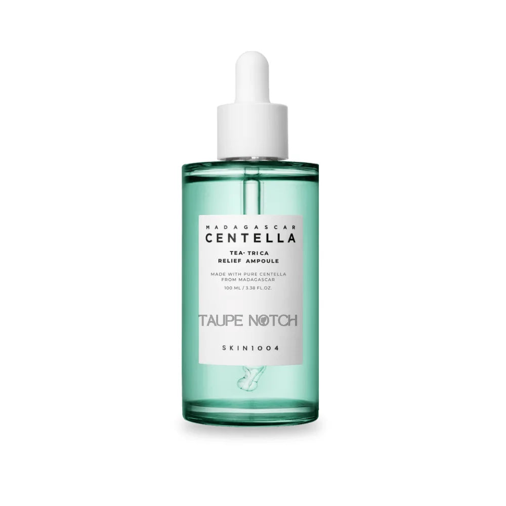 Skin1004 Centella relief ampoule bottle with green glass and white dropper