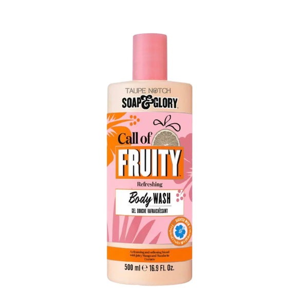 Soap & Glory Fruity body wash bottle with pink cap, 500 ml