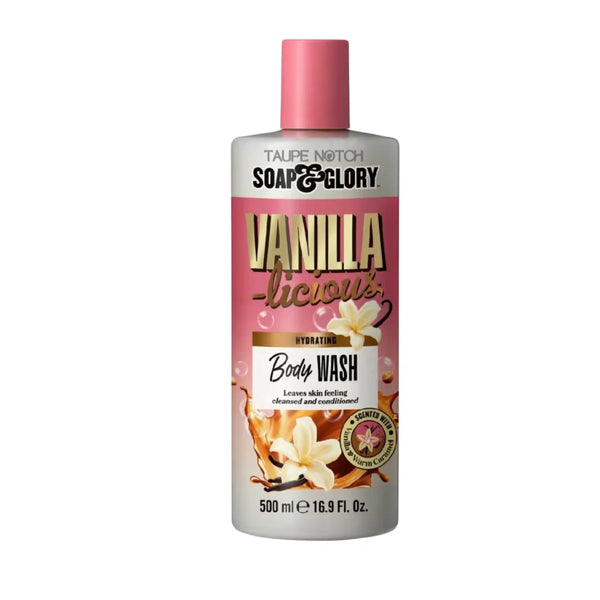 Vanilla-licious body wash bottle, 500 ml, with pink cap