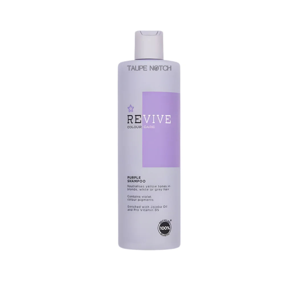 Purple Revive shampoo bottle with white flip-top cap
