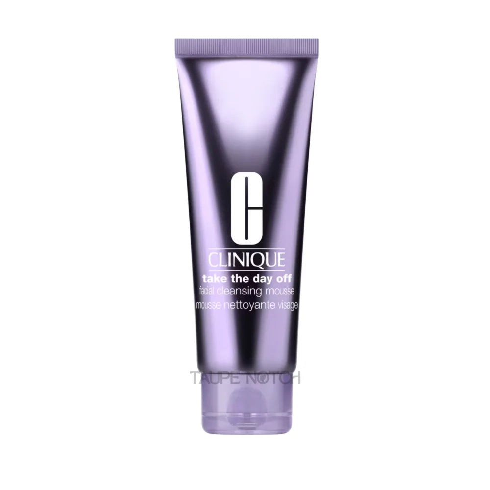 Clinique Take the Day Off facial cleansing mousse tube, lavender plastic cap
