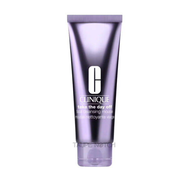 Clinique Take the Day Off facial cleansing mousse tube, lavender plastic cap