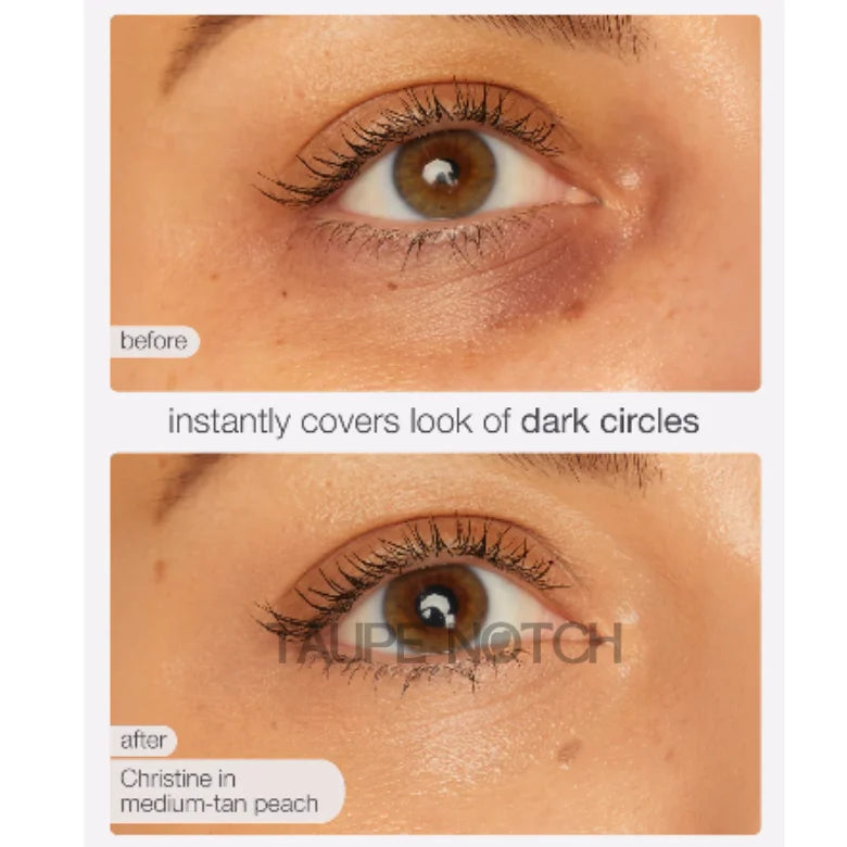 Close-up of eye with applied undereye corrector around the lower lid
