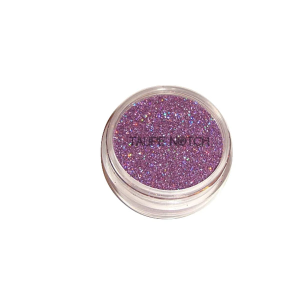 Purple sparkling glitter powder in clear round pot, Barbie