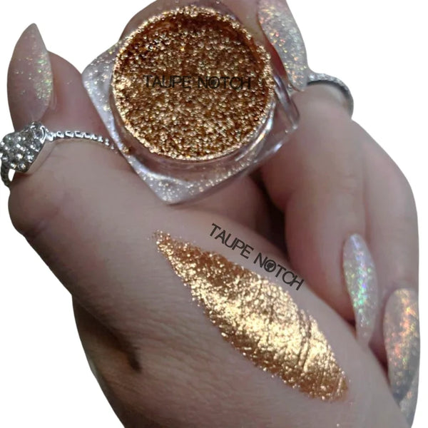 Starry glitter accessory with taupe and rust metallic finish