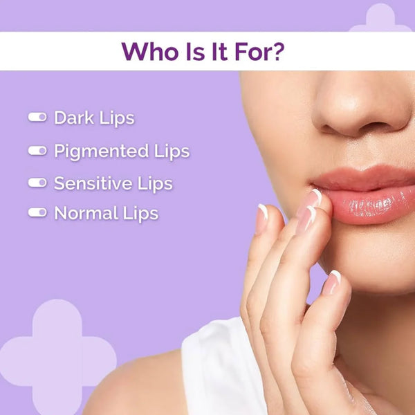 Lip balm application on red lips with balm on fingertip