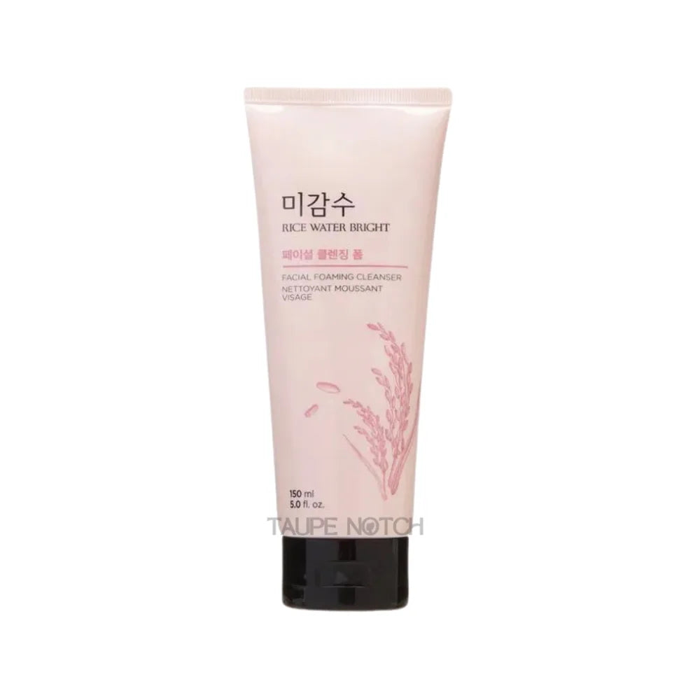 The Face Shop rice water bright foaming cleanser, light pink tube, 150 ml