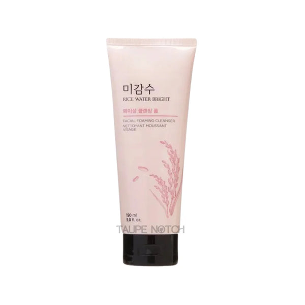 The Face Shop rice water bright foaming cleanser, light pink tube, 150 ml