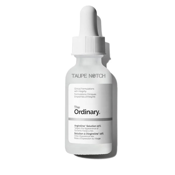 The Ordinary Argireline solution serum bottle with white dropper cap, label facing front