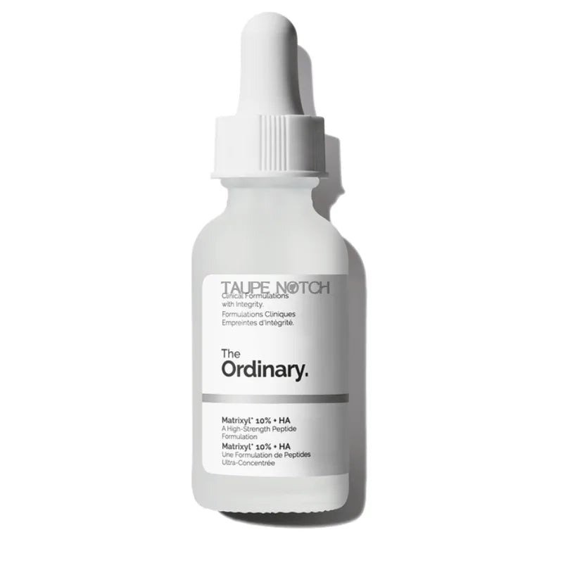 The Ordinary serum bottle with dropper; Matrixyl 10% + HA label