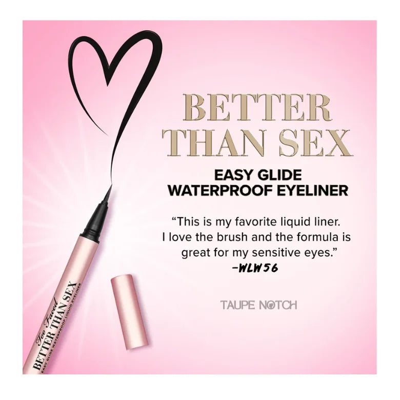 Better Than Sex Easy Glide waterproof eyeliner box with liquid eyeliner and heart logo.