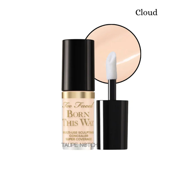 Too Faced Born This Way concealer shade Cloud with doe-foot applicator.
