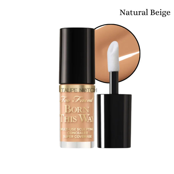 Too Faced Born This Way concealer, open wand applicator, Natural Beige shade.
