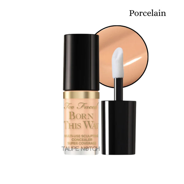 Too Faced Born This Way concealer shade Porcelain with doe-foot applicator.