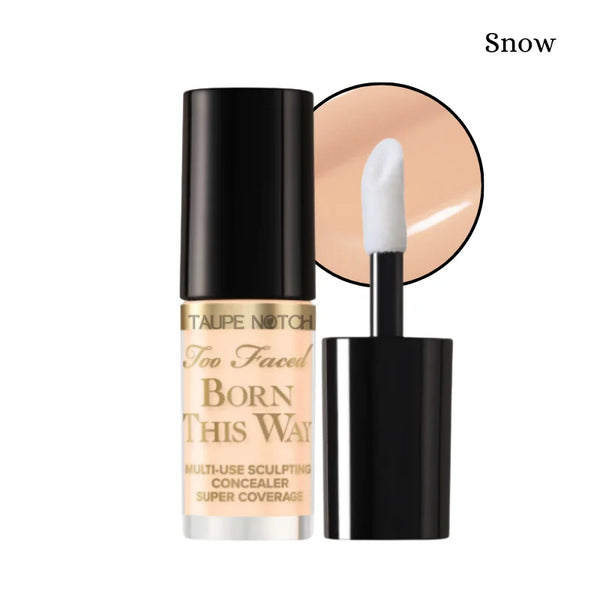 Too Faced Born This Way concealer shade Snow with doe-foot applicator.