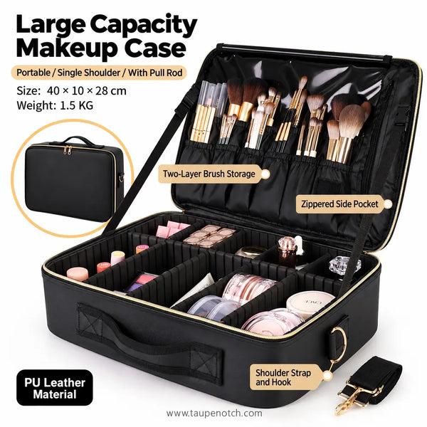 If Makeup box that showing so many makeup product organized in a travel box