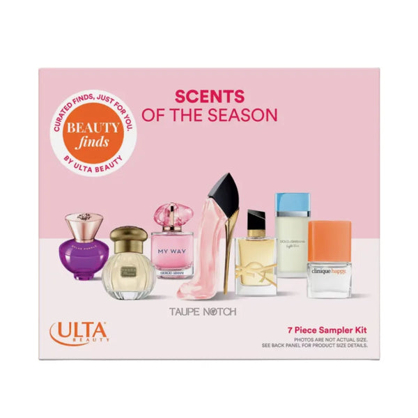 Perfume sampler kit gift box with assorted fragrance bottles display