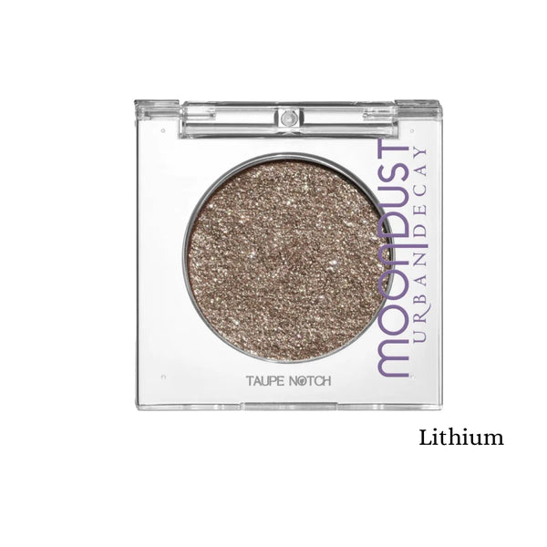 Glitter eyeshadow pan (Lithium) taupe brown with fine shimmer in clear compact