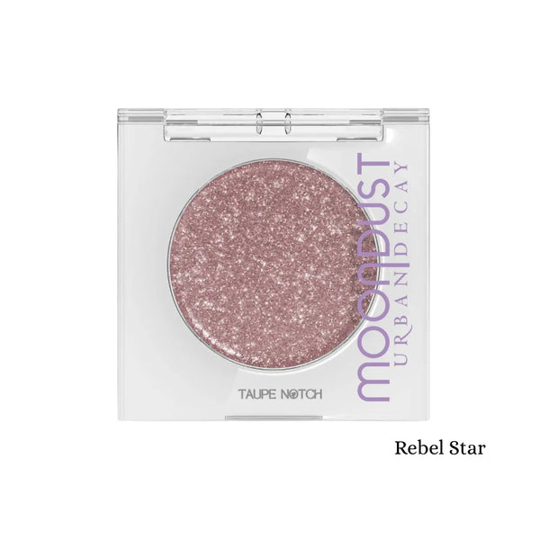 Glitter eyeshadow pan (Rebel Star) light mauve rose sparkle in clear compact