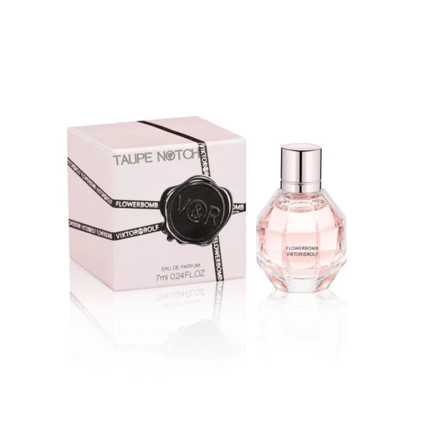 Viktor & Rolf Flowerbomb EDP perfume bottle with pink liquid and round silver cap