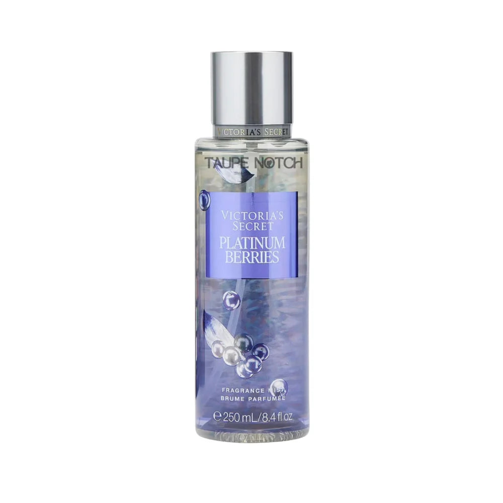 Victoria’s Secret Platinum Berries fragrance mist, 250 ml bottle with silver cap