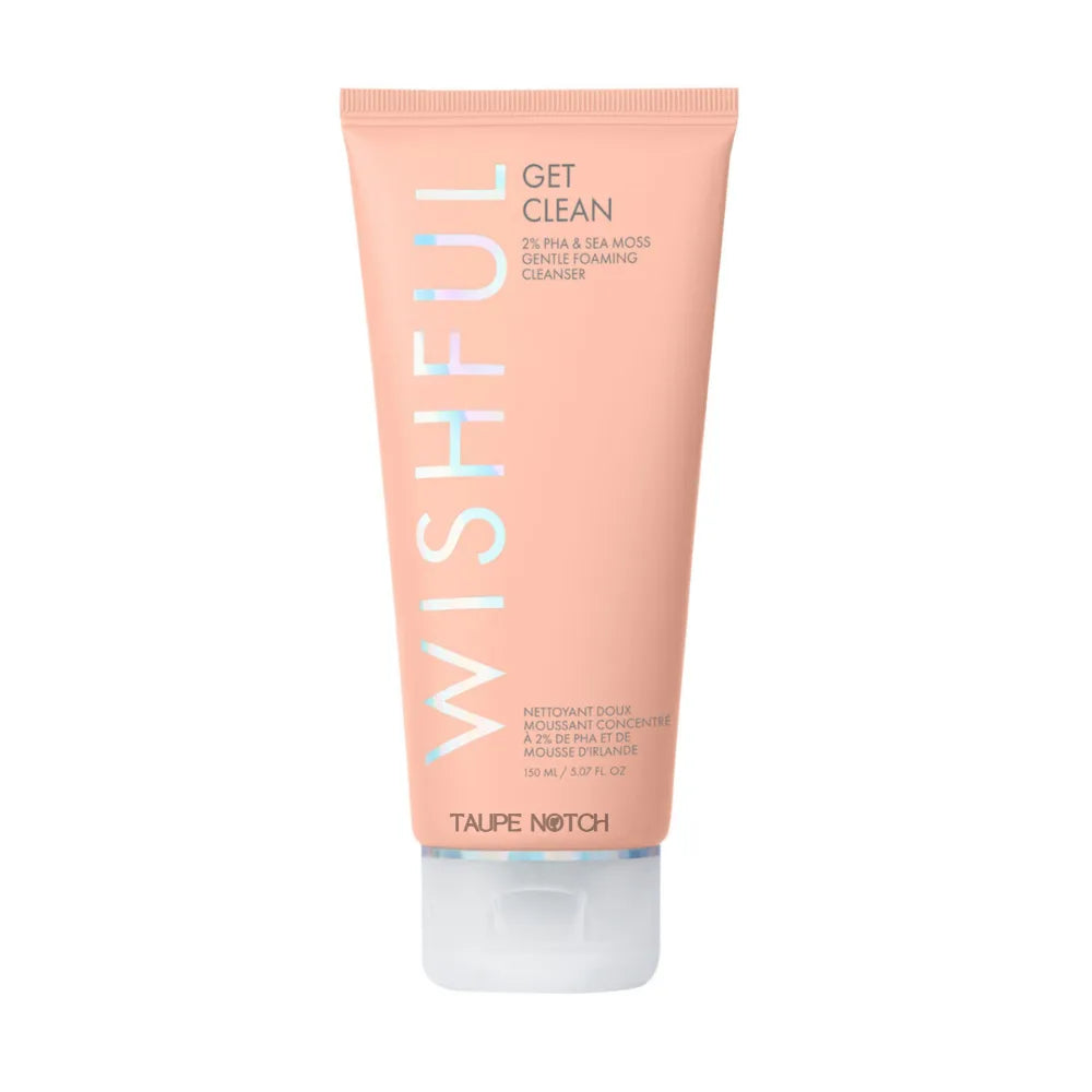 Gentle foaming cleanser tube, peach-pink, pump cap; 150 ml