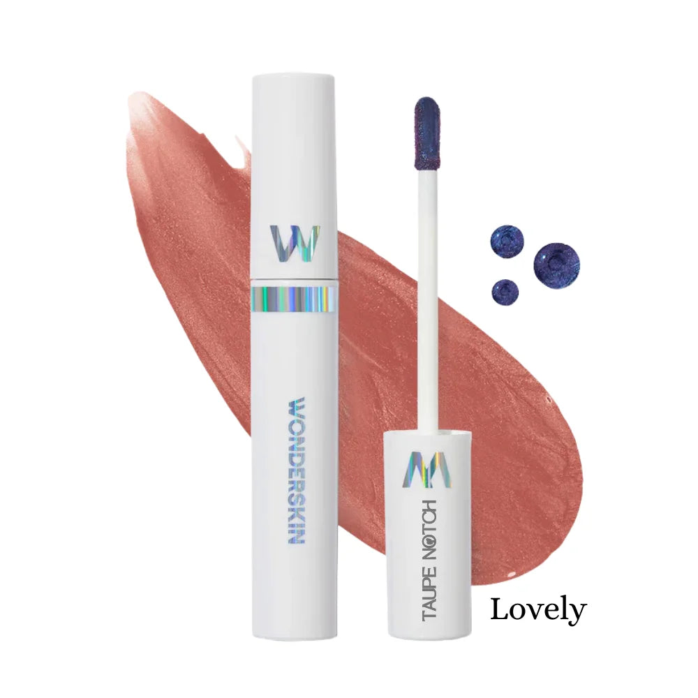 Lip stain tube and doe-foot applicator with rosy swatch, Lovely shade