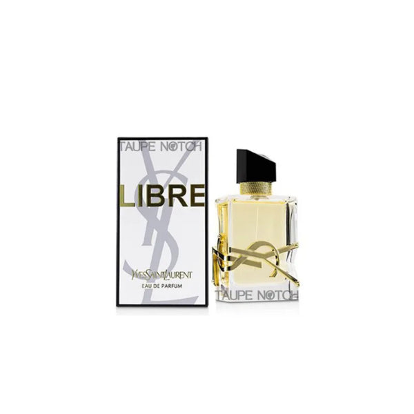 YSL Libre EDP perfume set with clear glass bottle, gold cap, and matching box