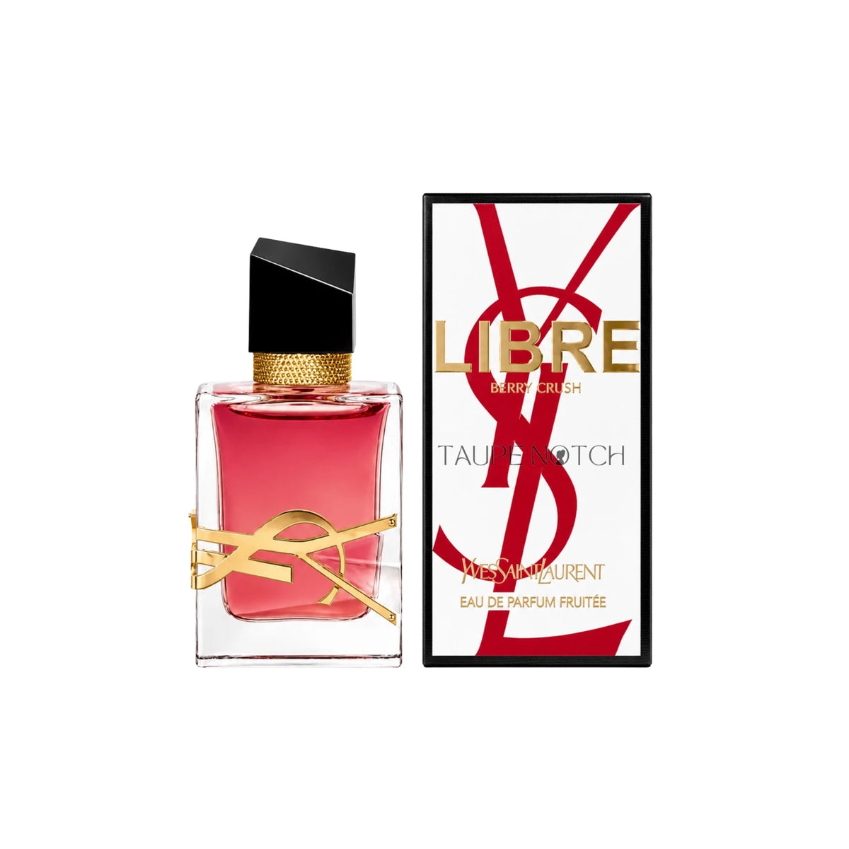 YSL Libre Berry Crush mini EDP perfume bottle with black cap, pink glass, gold accents