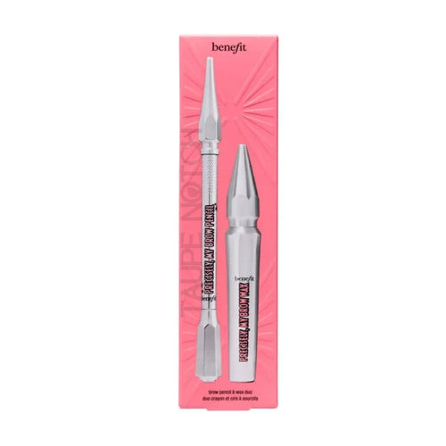 Brow pencil and wax duo set in deep brown, with two tools in retail box