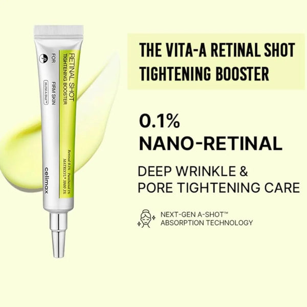 celimax Vita-A retinal shot tightening booster tube with 0.1% nano-retinal info