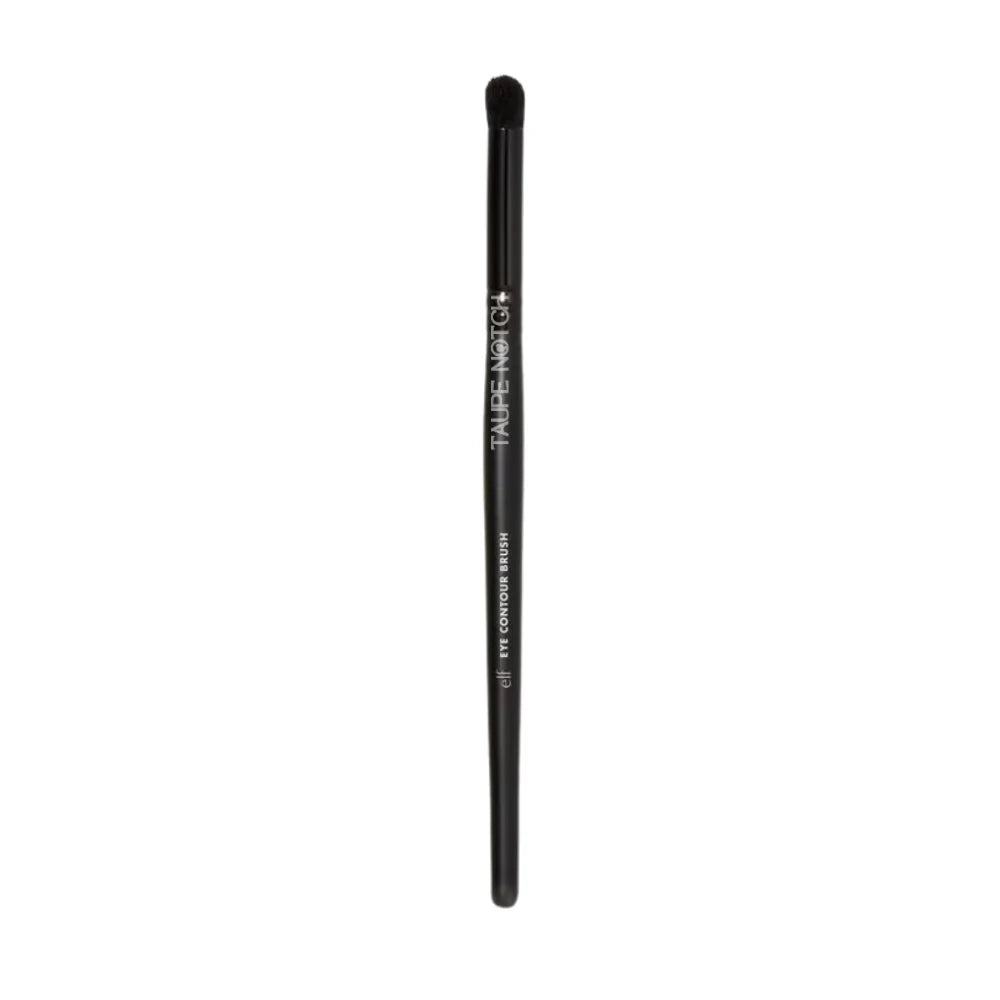 Eye contour brush with slim black handle and fine tip