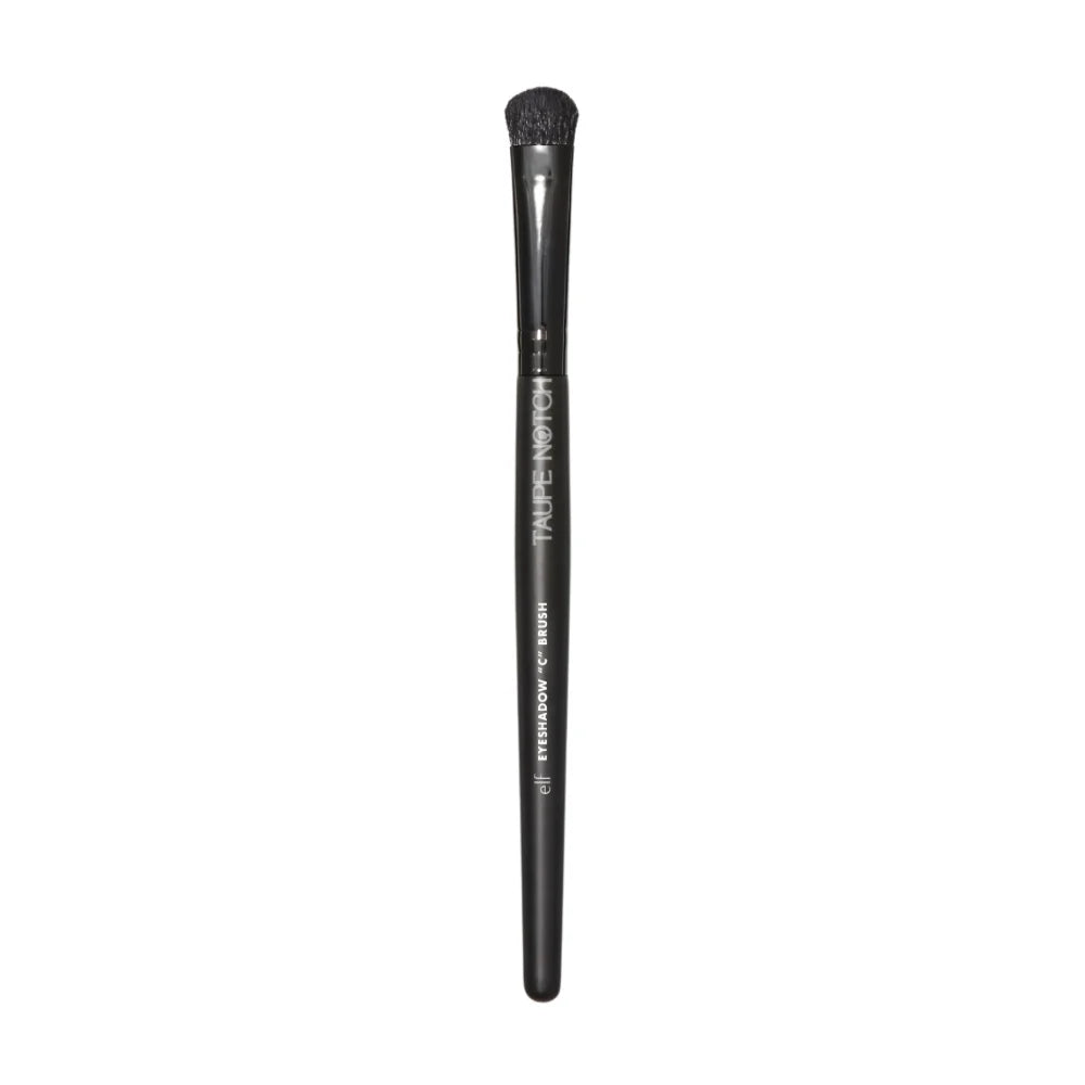 Eyeshadow brush with black handle and soft dark bristles, tapered head