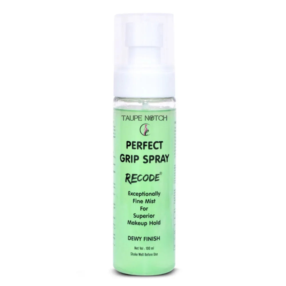 Recode Perfect Grip Spray makeup fixer, green bottle with white cap, 100 ml